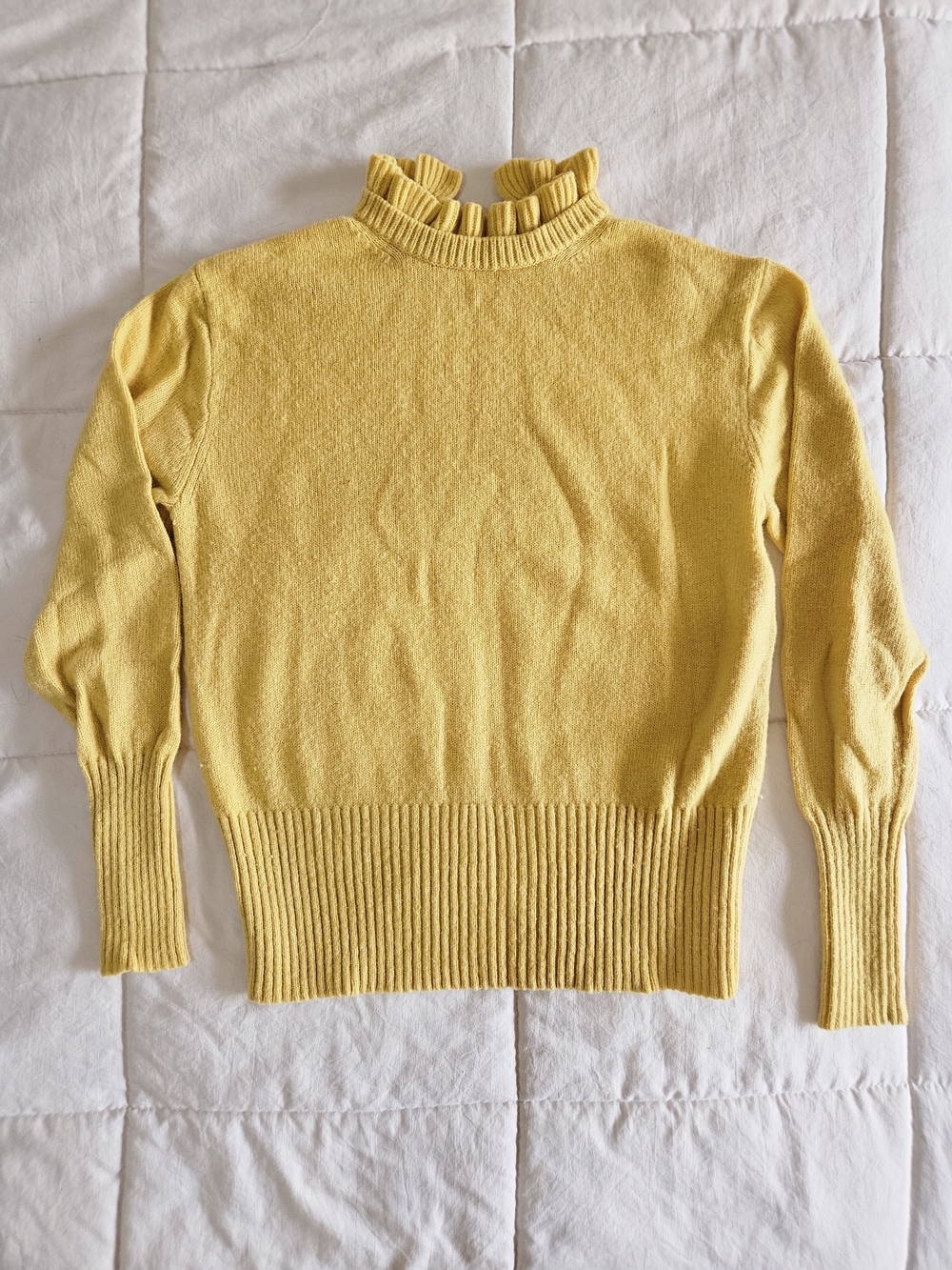J. Crew Lemon Ruffle Mock Neck Sweater